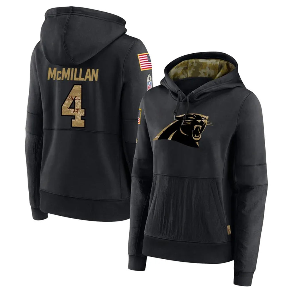 Fenge C.Panthers #4 Tetairoa McMillan Player Black Salute to Service Hoodies Stitched Jerseys