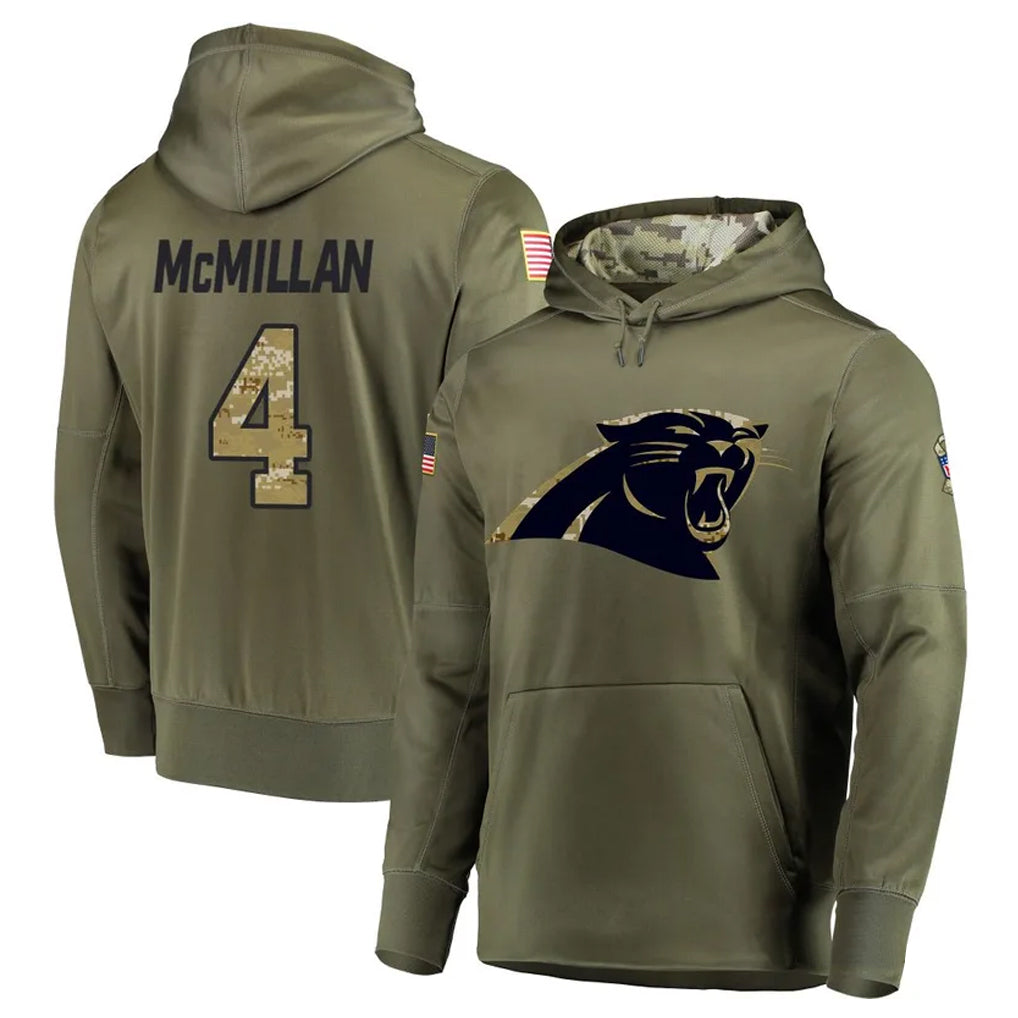 Fenge C.Panthers #4 Tetairoa McMillan Player Olive Salute to Service Limited Hoodies Stitched Jerseys