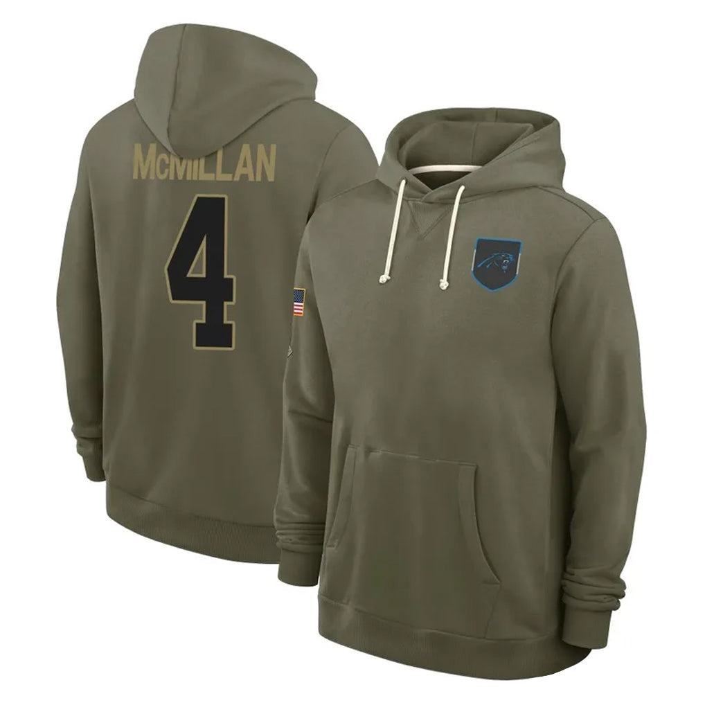 Fenge C.Panthers #4 Tetairoa McMillan Player Salute to Service Hoodies Stitched Jerseys