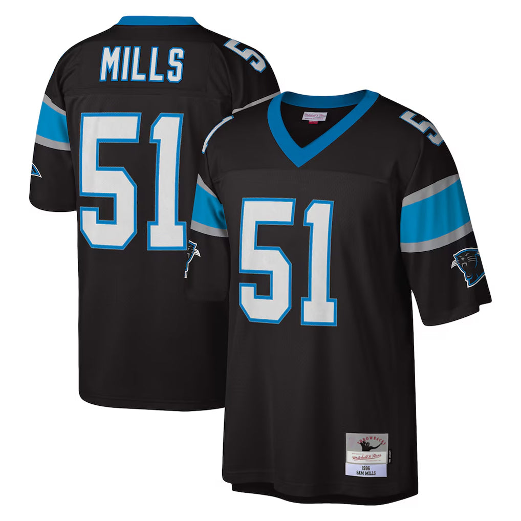 Fenge C.Panthers #51 Sam Mills Player Black Mitchell & Ness Legacy Replica Stitched Jerseys