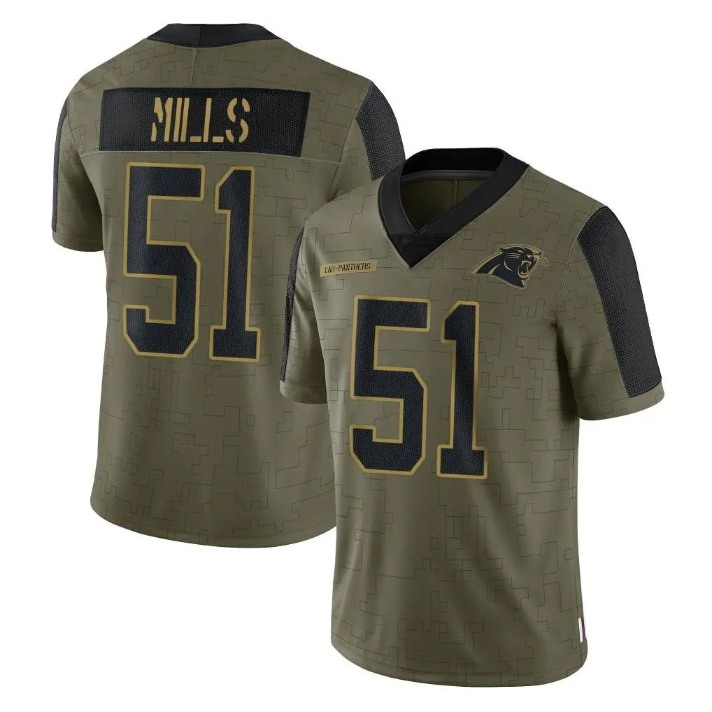Fenge C.Panthers #51 Sam Mills Player Olive Salute to Service Limited Game Stitched Jerseys