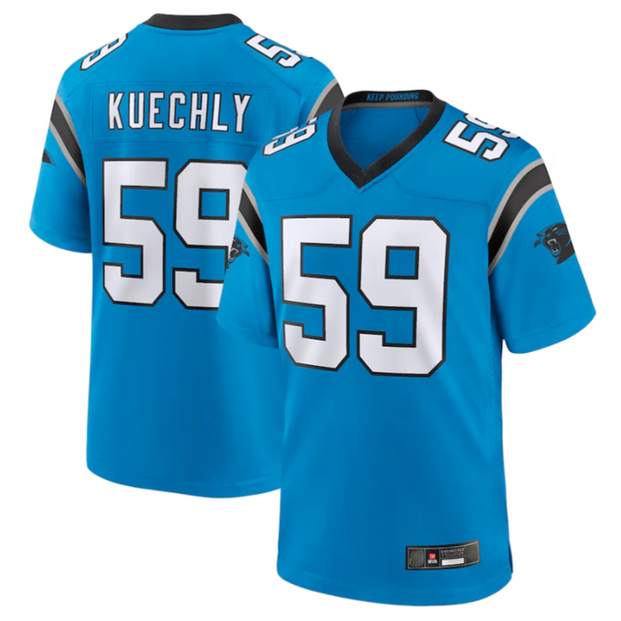 Fenge C.Panthers #59 Luke Kuechly Blue Retired Player Game Jersey Stitched American Stitched Jerseys