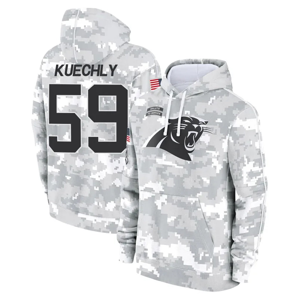 Fenge C.Panthers #59 Luke Kuechly Player Arctic Camo Salute to Service Hoodies Stitched Jerseys