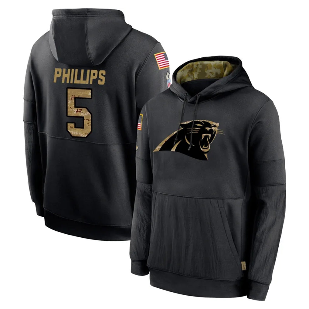 Fenge C.Panthers #5 Jaelan Phillips Player Black Salute to Service Pullover Hoodies Limited Game Stitched Jerseys