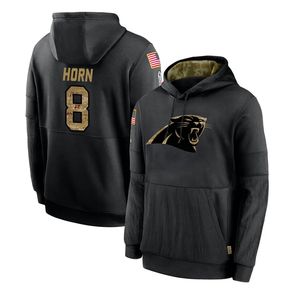 Fenge C.Panthers #8 Jaycee Horn Player Black Salute to Service Pullover Hoodies Limited Game Stitched Jerseys