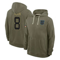 Fenge C.Panthers #8 Jaycee Horn Player Olive Salute to Service Hoodies Game Stitched Jerseys