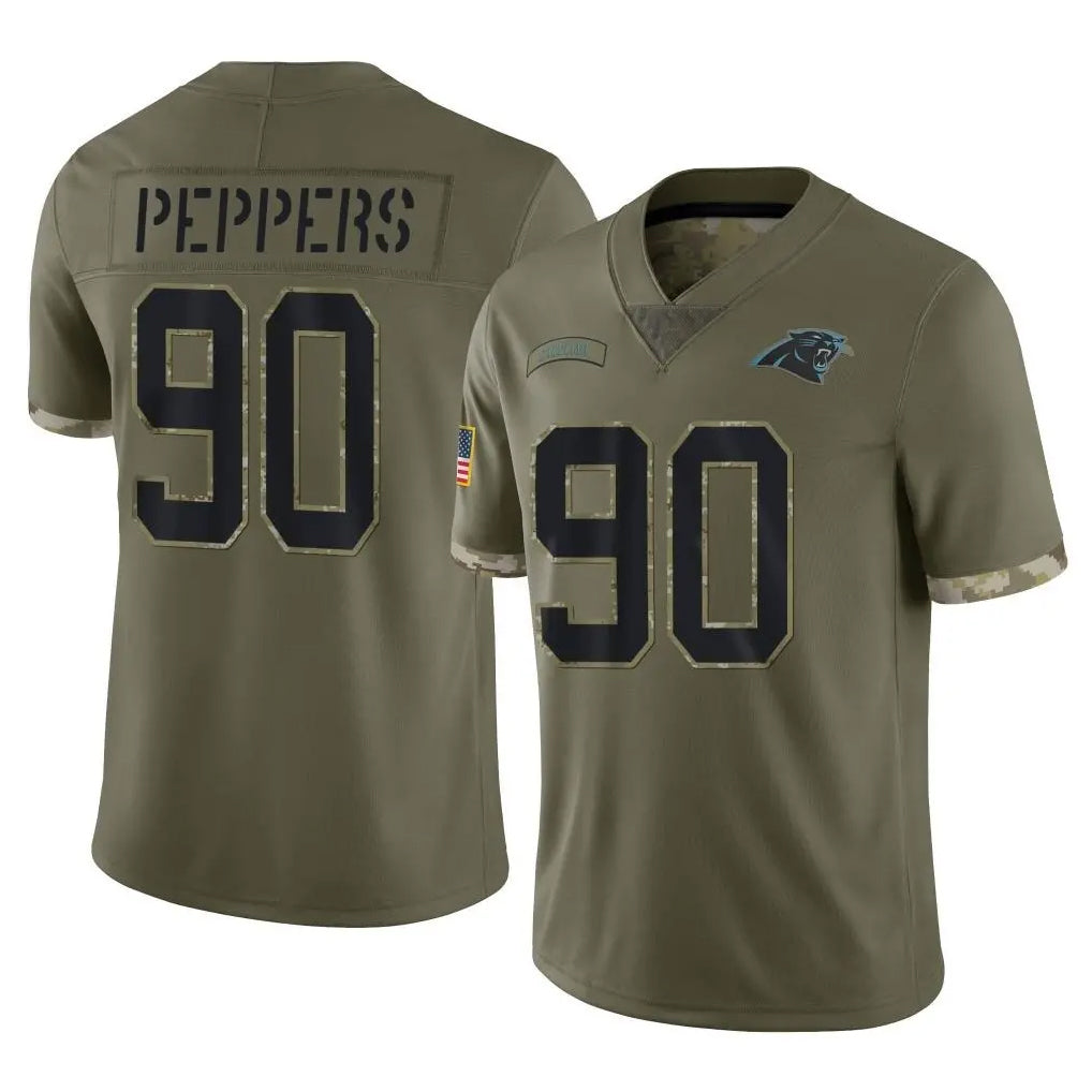 Fenge C.Panthers #90 Julius Peppers Player Olive Salute to Service Game Stitched Jerseys