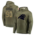 Fenge C.Panthers #90 Julius Peppers Player Olive Salute to Service Hoodies Stitched Jerseys