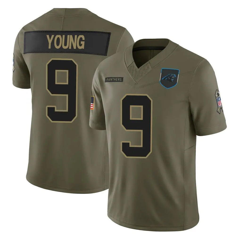 Fenge C.Panthers #9 Bryce Young Player Olive Salute to Service Limited Home Game Stitched Jerseys