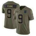 Fenge C.Panthers #9 Bryce Young Player Olive Salute to Service Limited Home Game Stitched Jerseys
