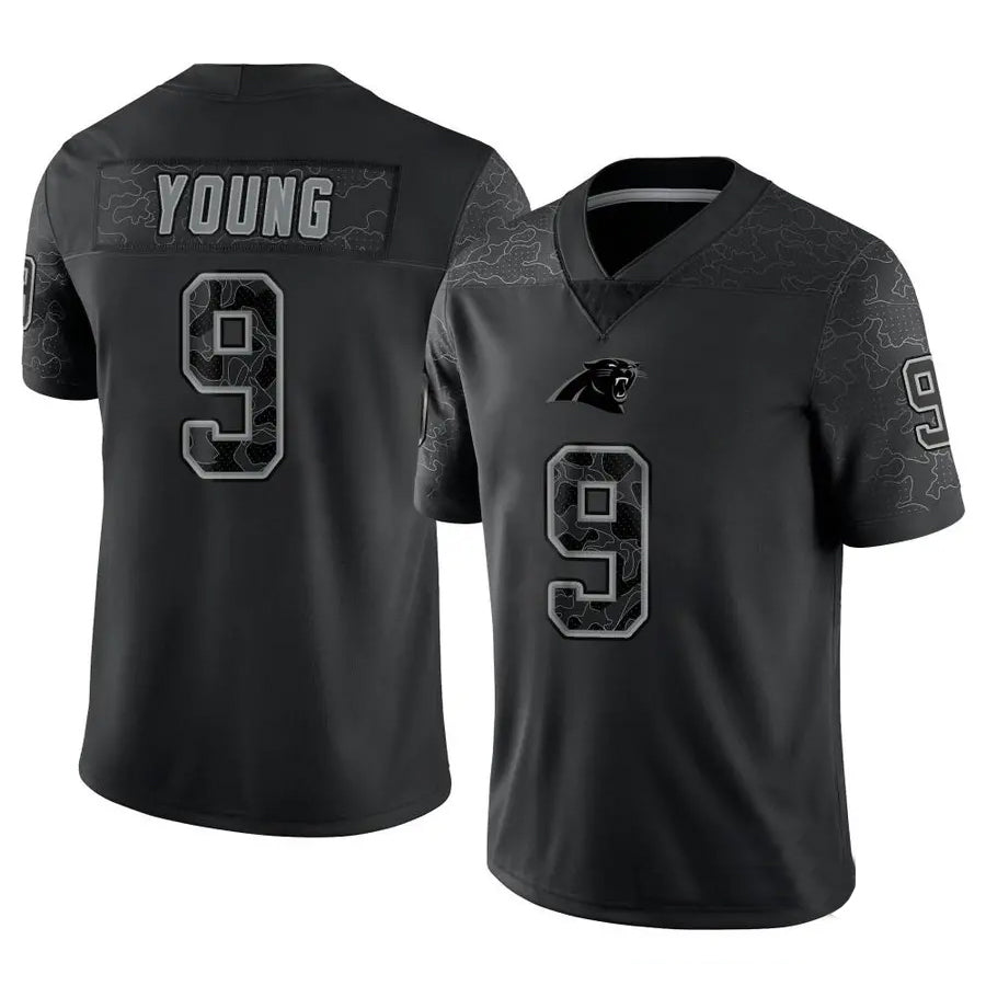 Fenge C.Panthers #9 Bryce Young Player Black REFLECTIVE Limited Stitched Jerseys
