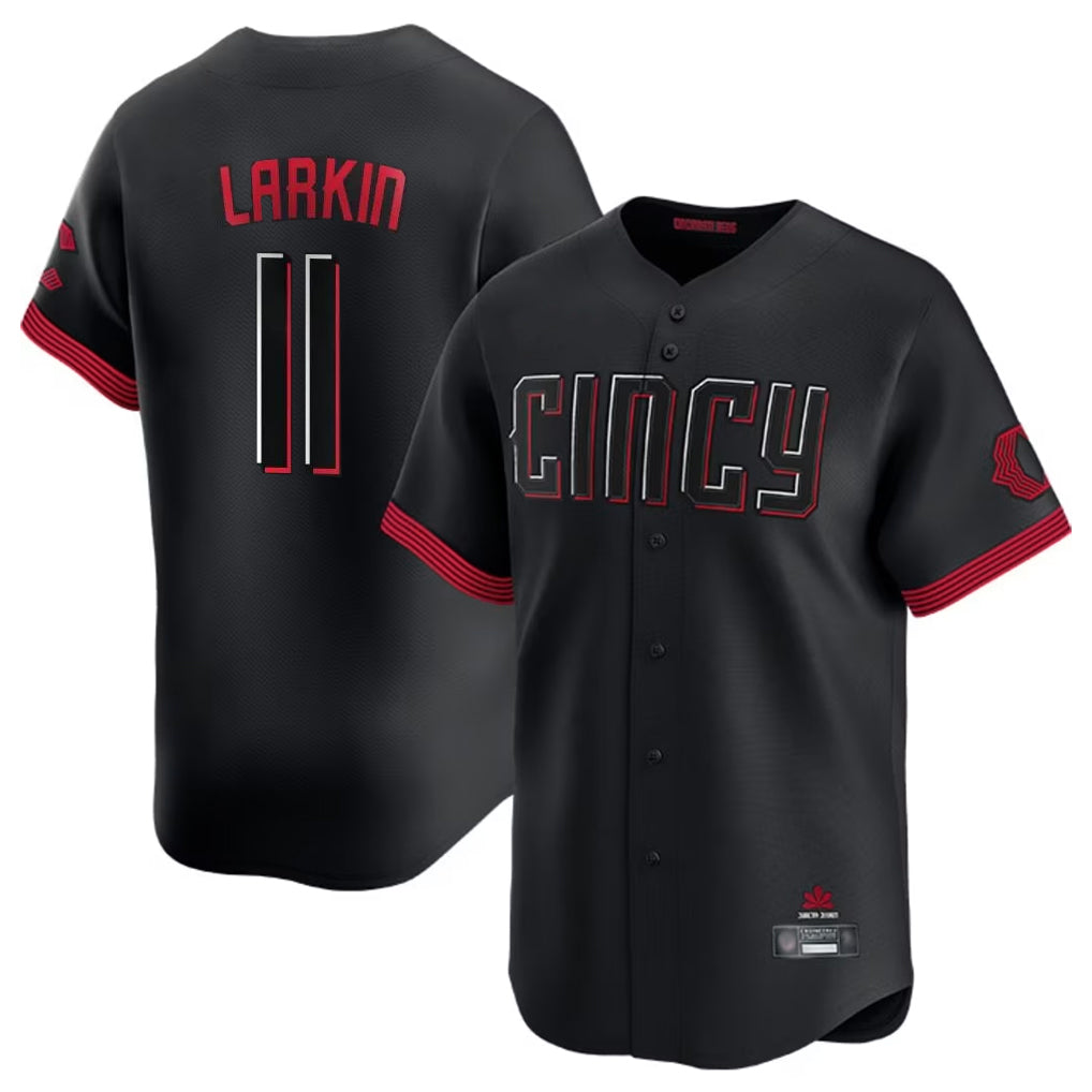 Fenge C.Reds #11 Barry Larkin Player Black City Connect Home Limited Stitched Jerseys