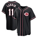 Fenge C.Reds #11 Barry Larkin Player Black Fashion Out Home Game Stitched Jerseys