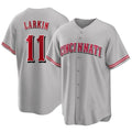 Fenge C.Reds #11 Barry Larkin Player Gray Home Game Stitched Jerseys