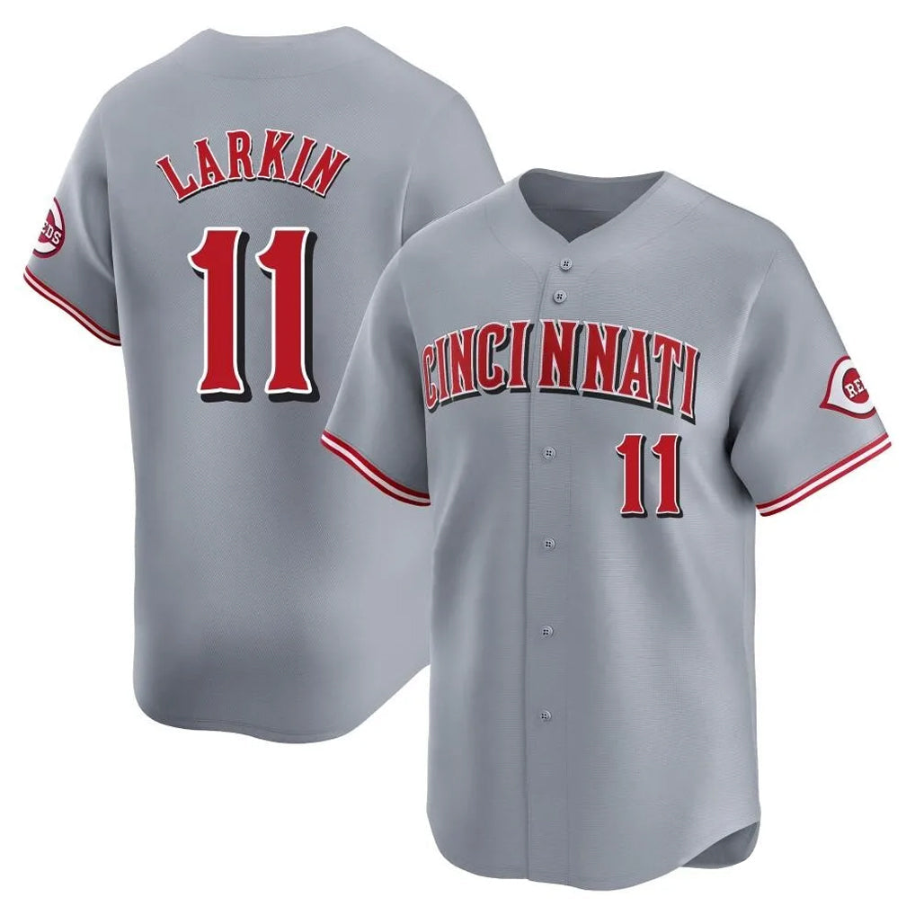 Fenge C.Reds #11 Barry Larkin Player Gray Home Limited Stitched Jerseys