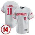 Fenge C.Reds #11 Barry Larkin Player Gray Vapor Premier Limited Home Stitched Jerseys