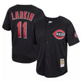 Fenge C.Reds #11 Barry Larkin Player Mitchell & Ness Black Throwback Cooperstown Mesh Game Stitched Jerseys
