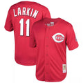 Fenge C.Reds #11 Barry Larkin Player Mitchell & Ness Red Throwback Cooperstown Mesh Game Stitched Jerseys