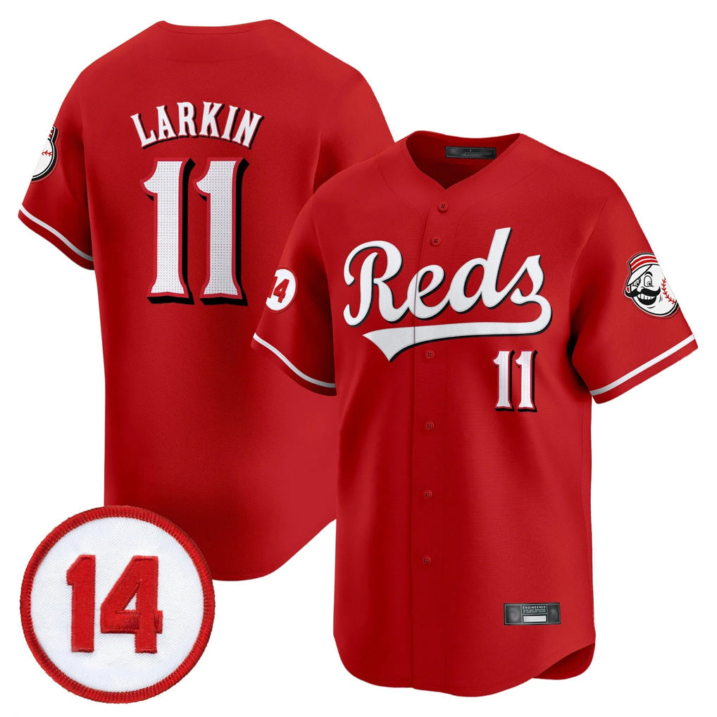 Fenge C.Reds #11 Barry Larkin Player Red Vapor Premier Limited Home Stitched Jerseys