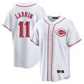 Fenge C.Reds #11 Barry Larkin Player White Game Home Stitched Jerseys
