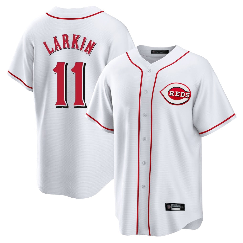 Fenge C.Reds #11 Barry Larkin Player White Game Home Stitched Jerseys