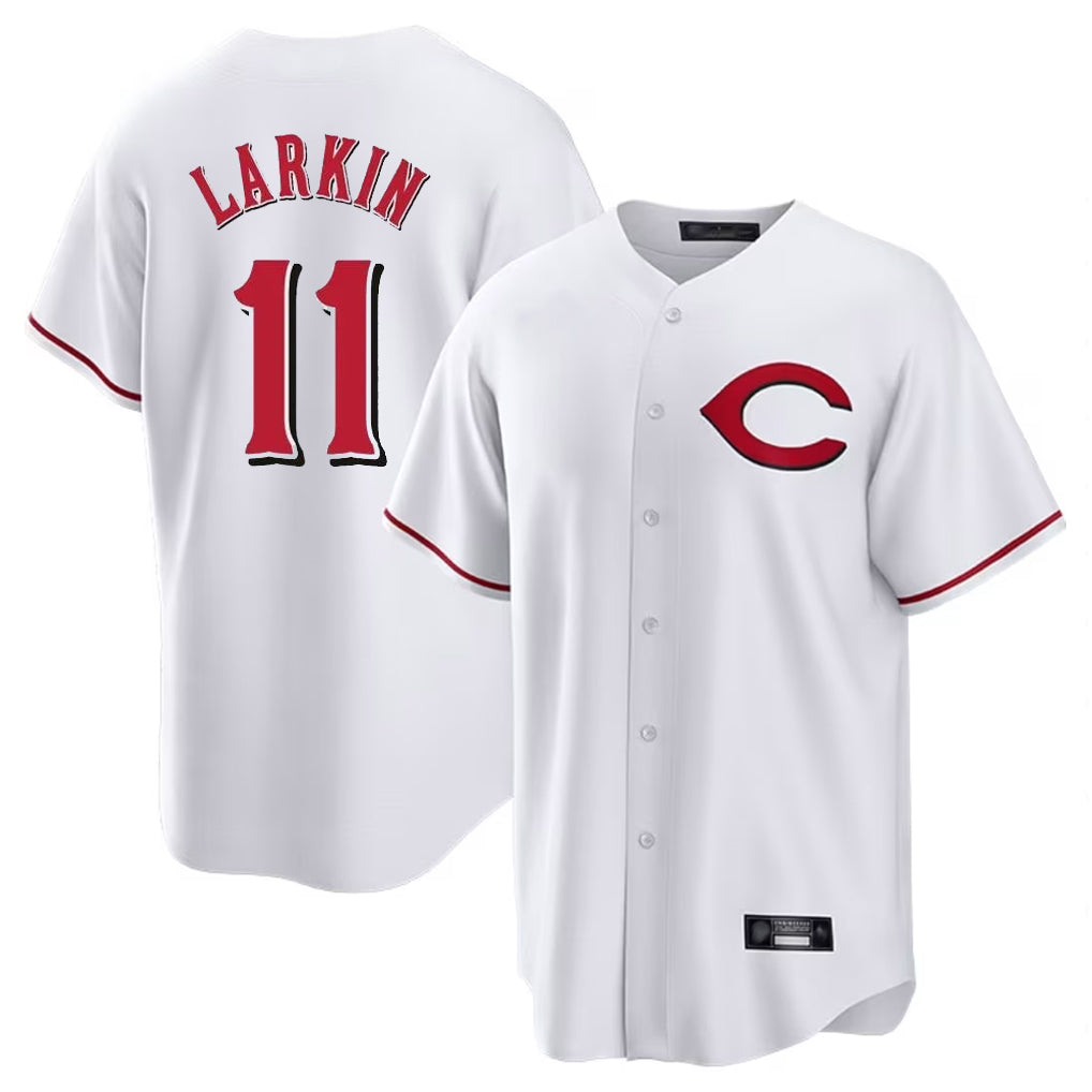 Fenge C.Reds #11 Barry Larkin Player White Home Game Stitched Jerseys