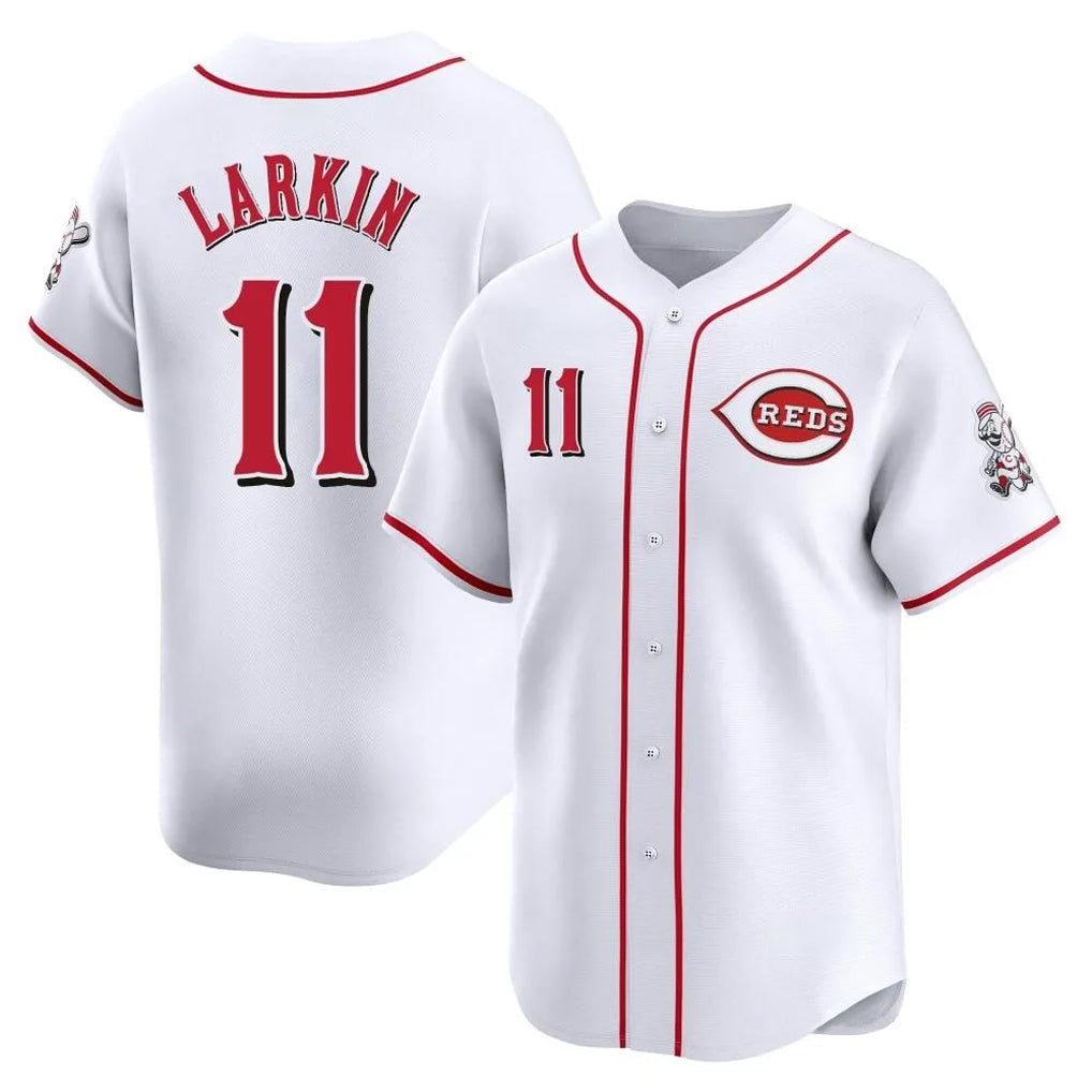 Fenge C.Reds #11 Barry Larkin Player White Home Limited Stitched Jerseys