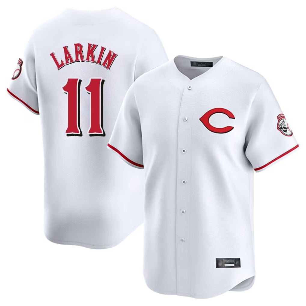 Fenge C.Reds #11 Barry Larkin Player White Limited Home Stitched Jerseys