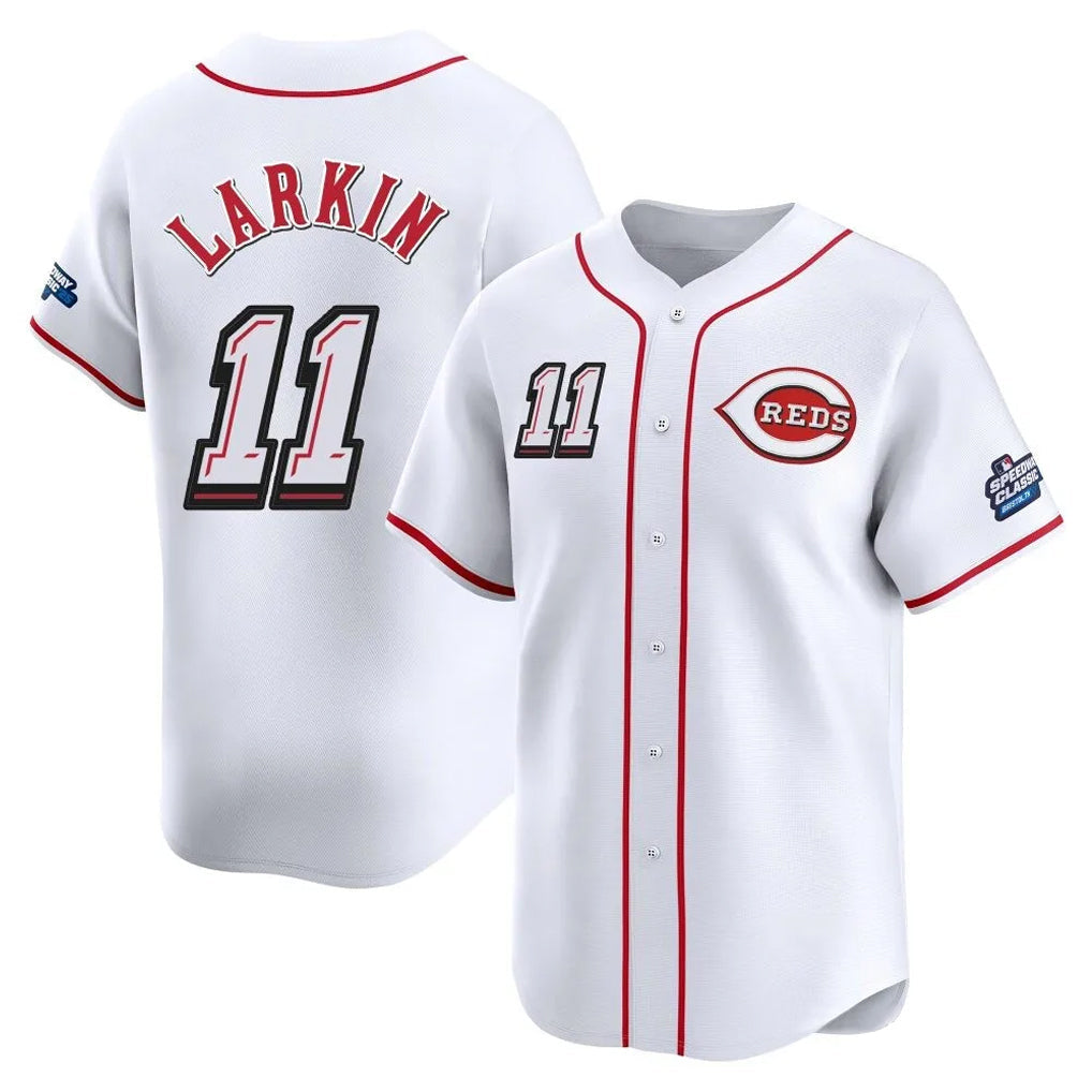 Fenge C.Reds #11 Barry Larkin Player White Speedway Classic Home Limited Stitched Jerseys