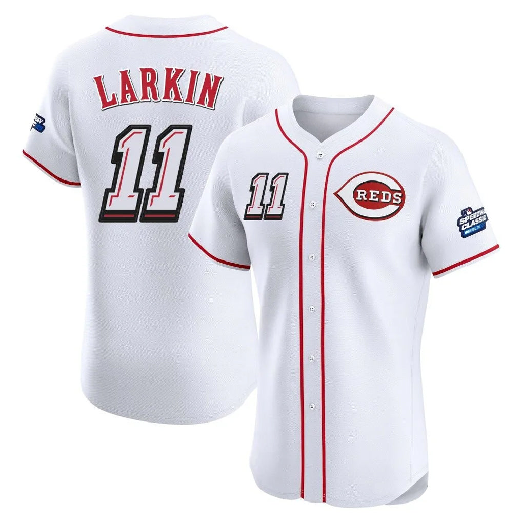 Fenge C.Reds #11 Barry Larkin Player White Speedway Classic Limited Elite Home Stitched Jerseys