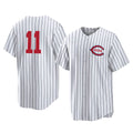 Fenge C.Reds #11 Barry Larkin Player White Stripe Field of Dreams Game Home Stitched Jerseys