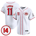 Fenge C.Reds #11 Barry Larkin Player White Vapor Premier Limited Home Stitched Jerseys