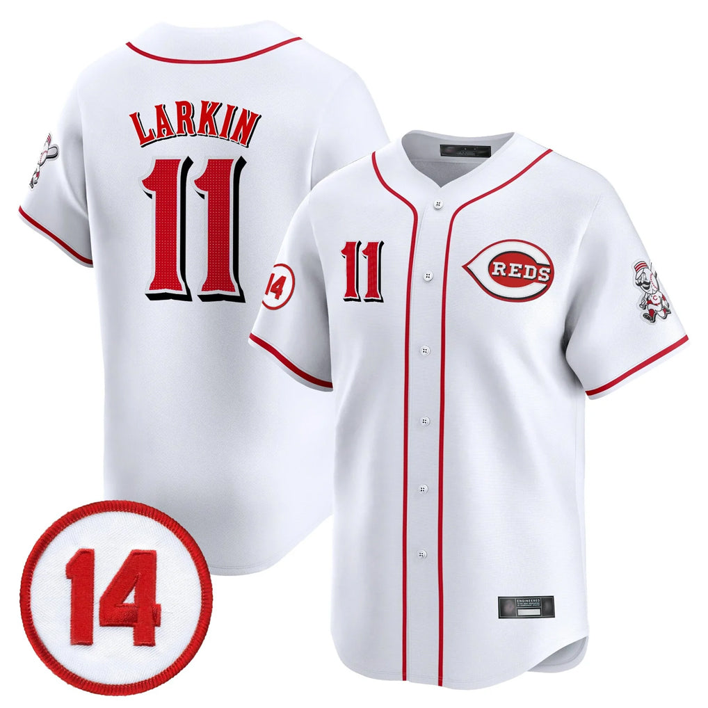 Fenge C.Reds #11 Barry Larkin Player White Vapor Premier Limited Home Stitched Jerseys