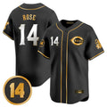 Fenge C.Reds #14 Pete Rose Player Black-Gold Vapor Premier Limited Home Stitched Jerseys
