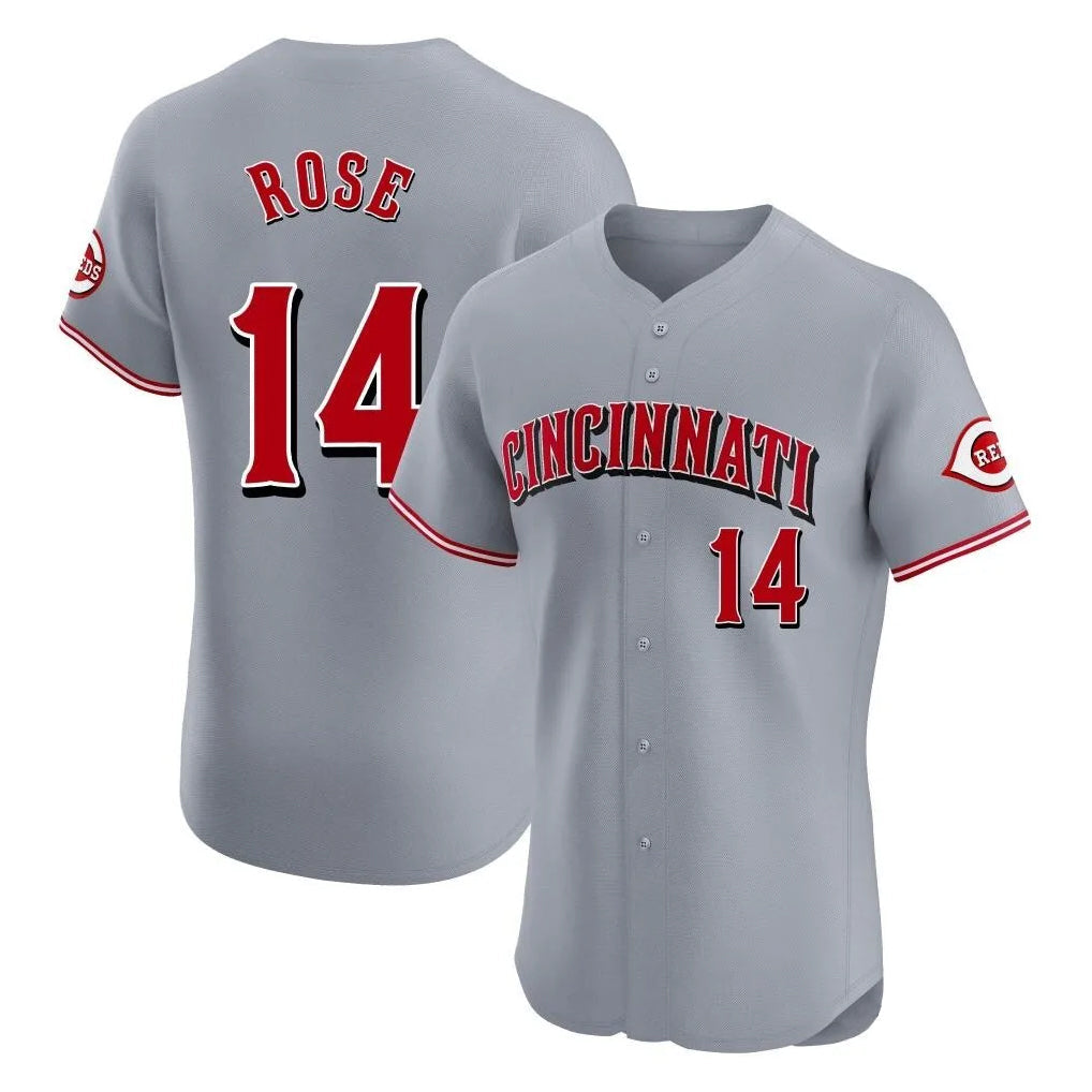 Fenge C.Reds #14 Pete Rose Player Gray Limited Elite Home Stitched Jerseys