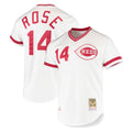 Fenge C.Reds #14 Pete Rose Player Mitchell & Ness White Throwback Cooperstown Mesh T-shirt Game Stitched Jerseys