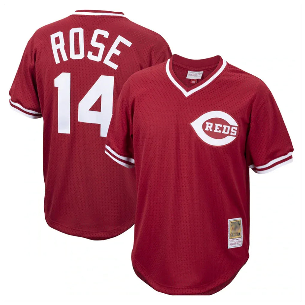 Fenge C.Reds #14 Pete Rose Player Red Throwback Cooperstown Collection Limited T-shirt Stitched Jerseys