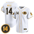 Fenge C.Reds #14 Pete Rose Player White-Gold Vapor Premier Limited Home Stitched Jerseys