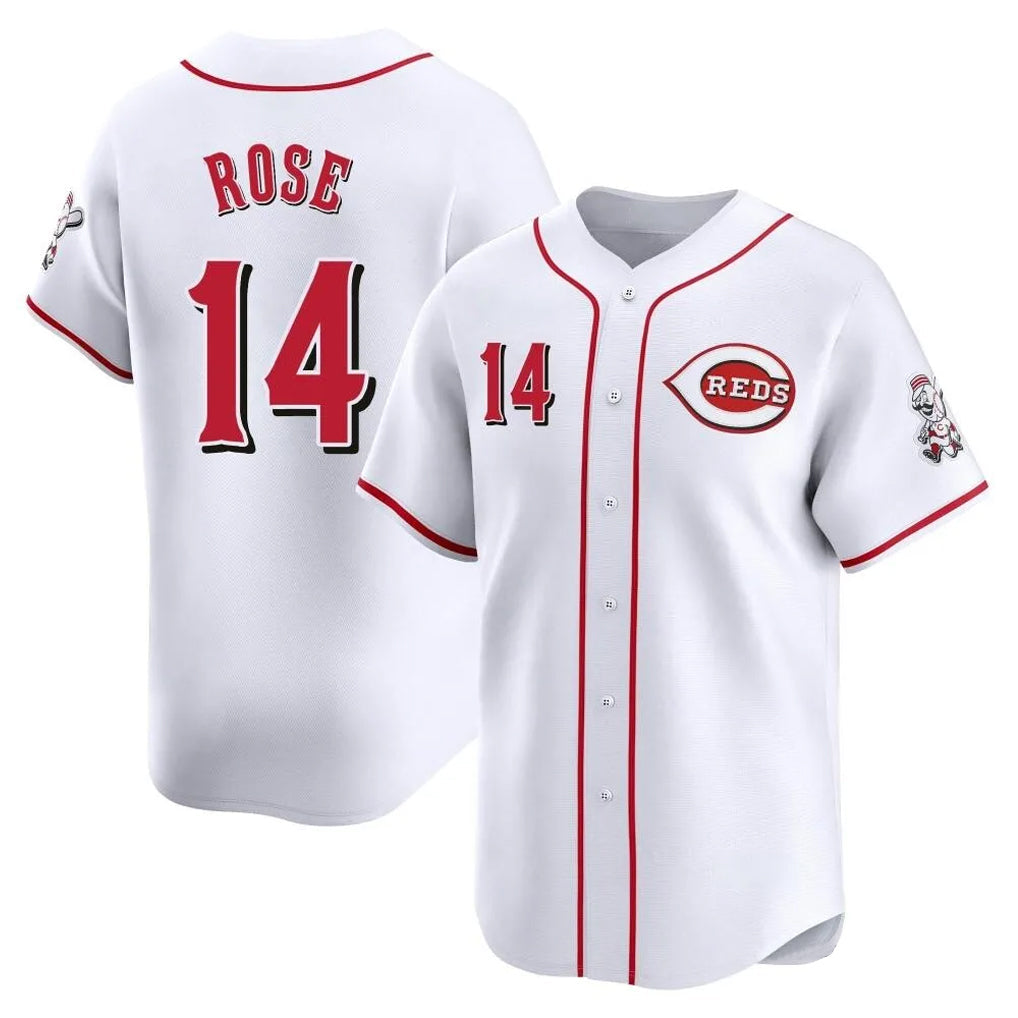 Fenge C.Reds #14 Pete Rose Player White Home Limited Stitched Jerseys