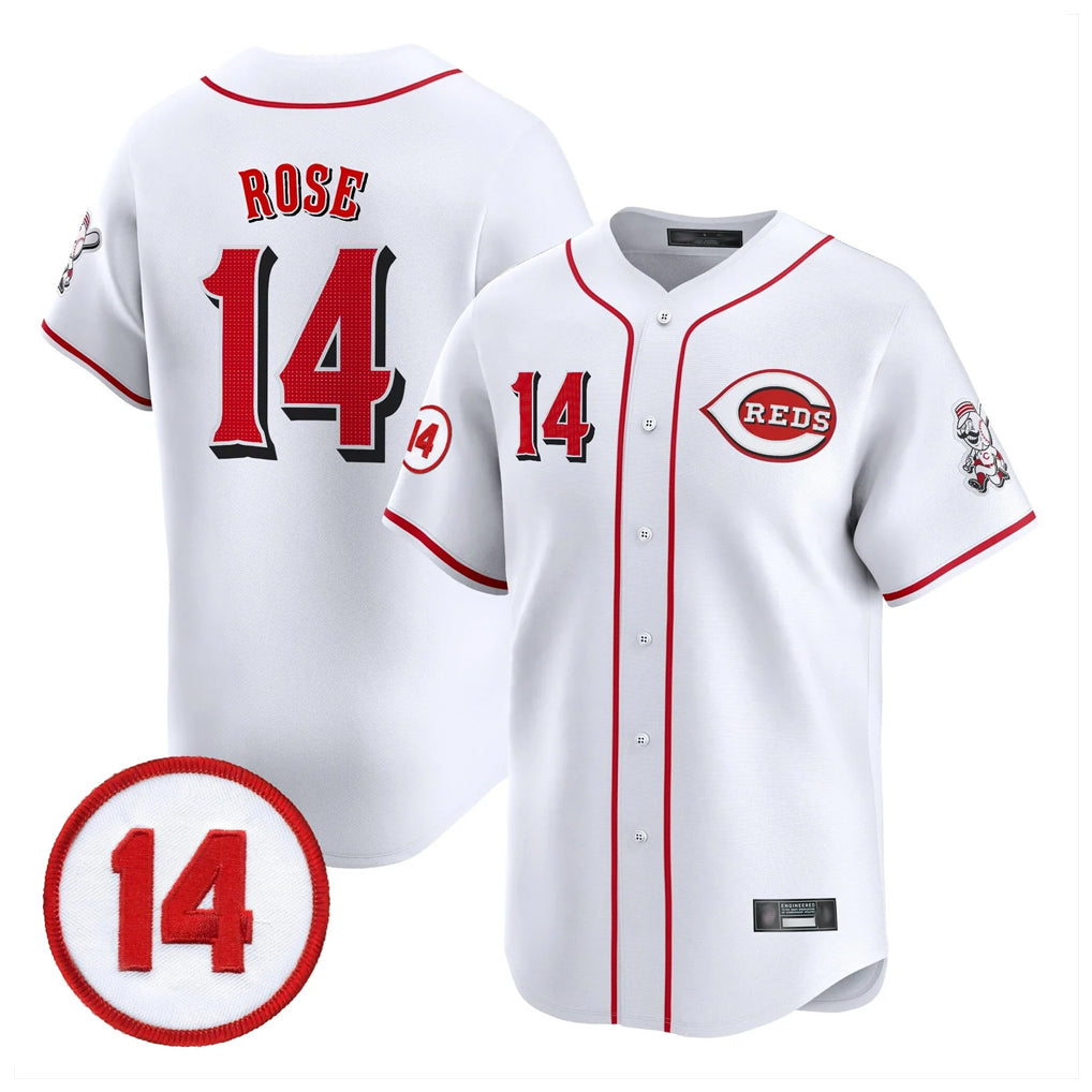 Fenge C.Reds #14 Pete Rose Player White Vapor Premier Limited Home Stitched Jerseys