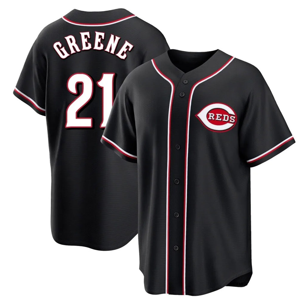 Fenge C.Reds #21 Hunter Greene Player Black Fashion Out Home Game Stitched Jerseys