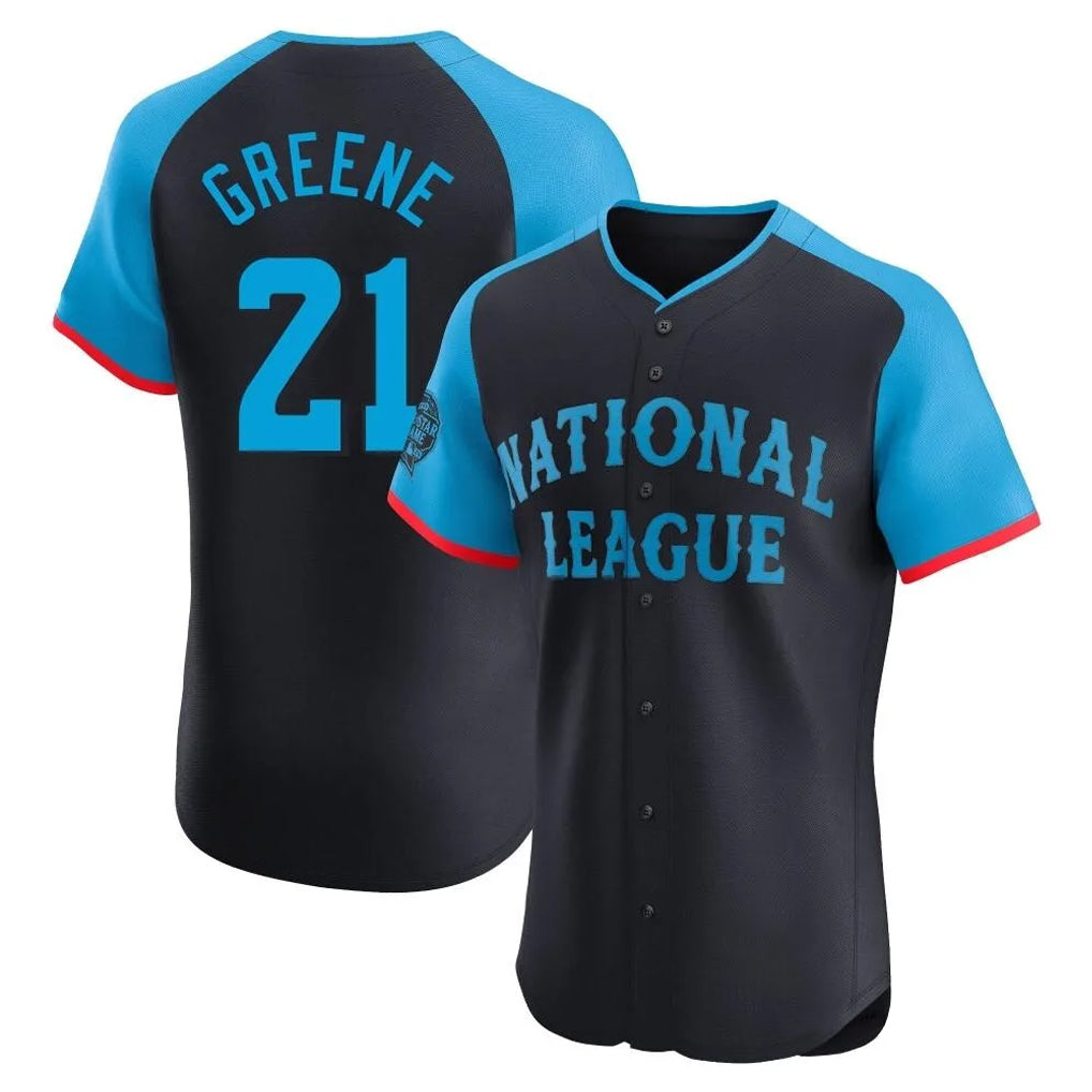 Fenge C.Reds #21 Hunter Greene Player Navy Limited Elite National League All-Star Game Stitched Jerseys