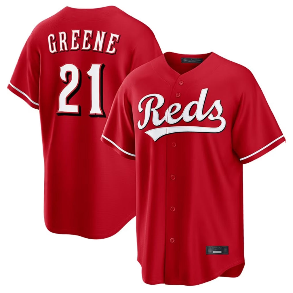 Fenge C.Reds #21 Hunter Greene Player Red Home Game Stitched Jerseys