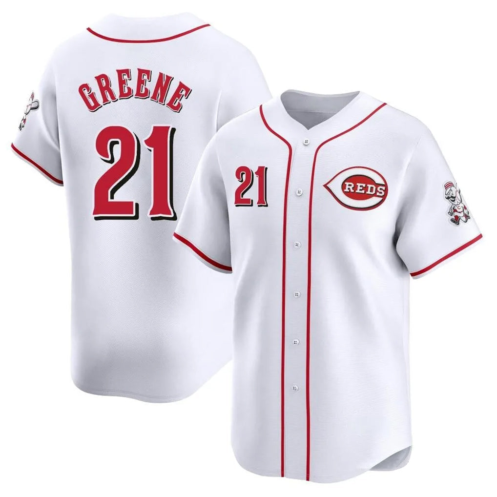 Fenge C.Reds #21 Hunter Greene Player White Home Limited Stitched Jerseys
