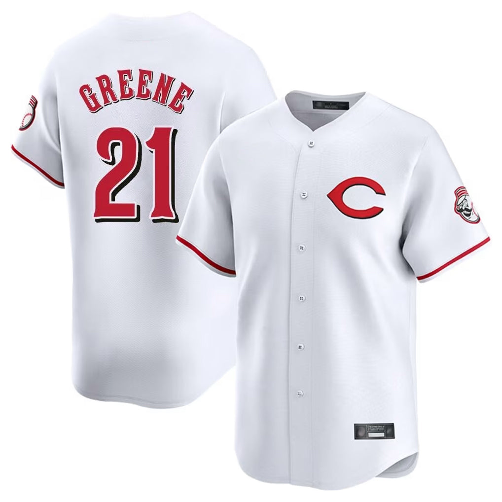 Fenge C.Reds #21 Hunter Greene Player White Limited Home Stitched Jerseys