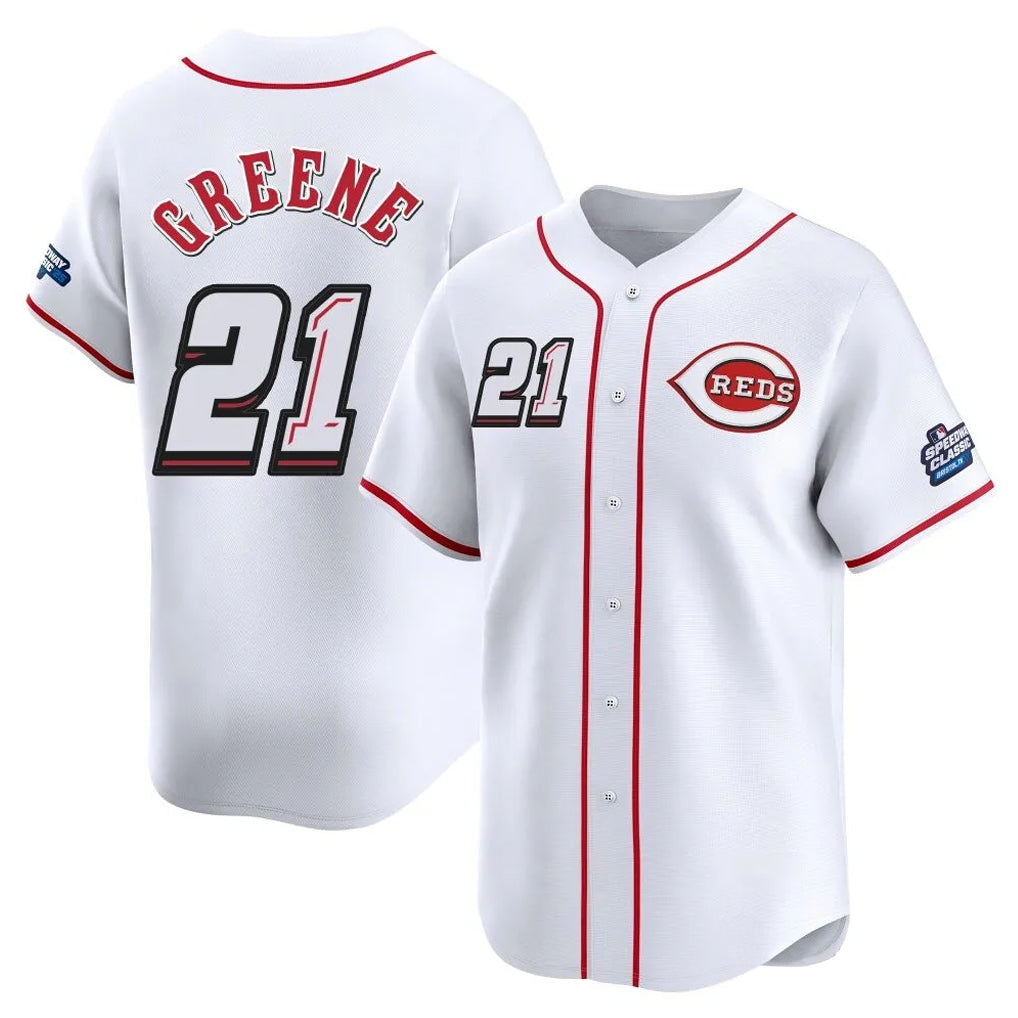 Fenge C.Reds #21 Hunter Greene Player White Speedway Classic Home Limited Stitched Jerseys