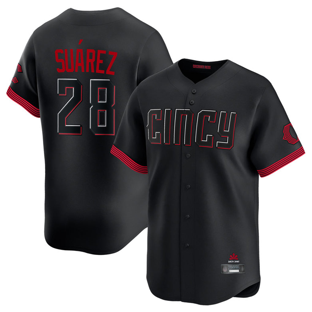 Fenge C.Reds #28 Eugenio Su¡§¡érez Player Black City Connect Home Limited Stitched Jerseys