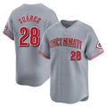 Fenge C.Reds #28 Eugenio Su¡§¡érez Player Gray Home Limited Stitched Jerseys