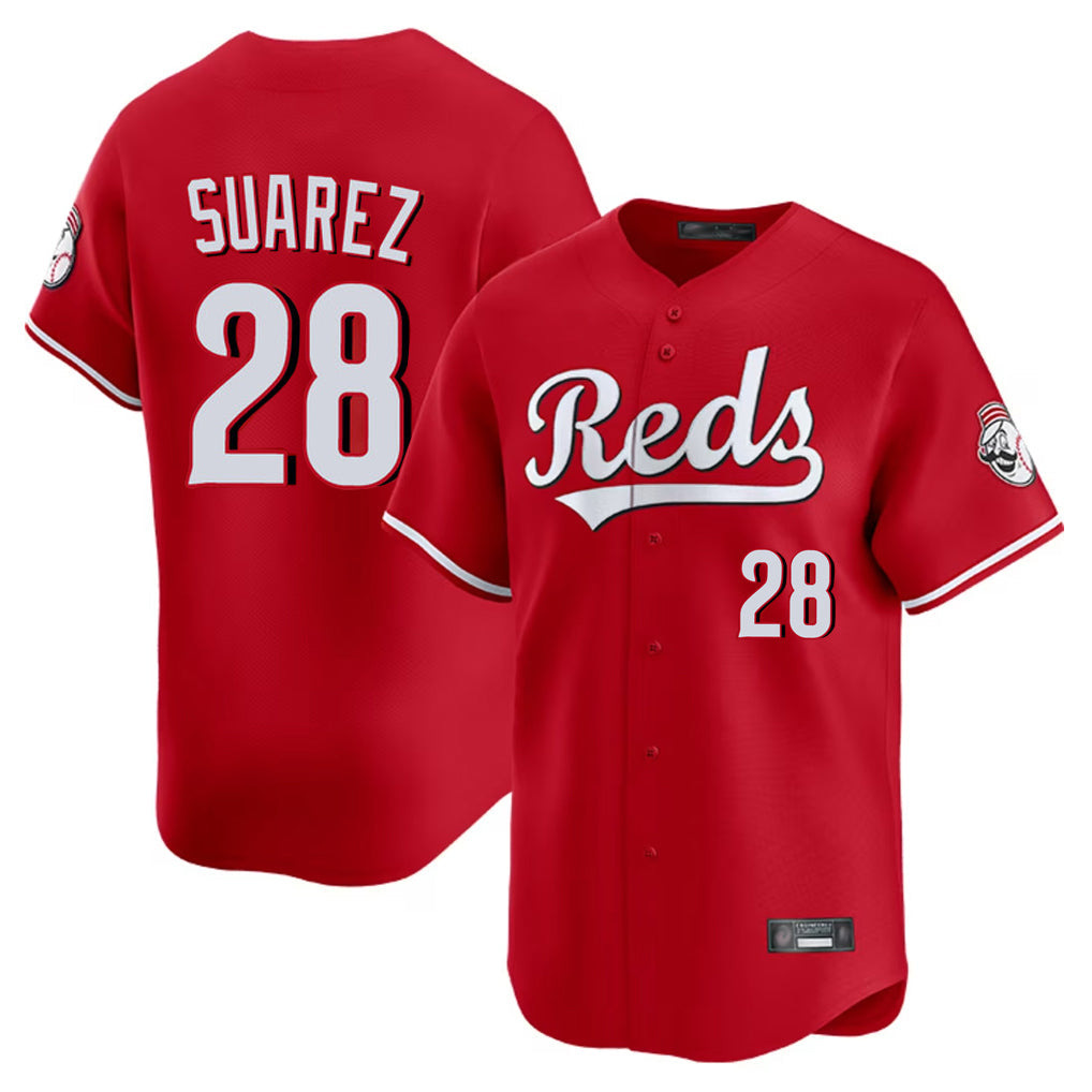 Fenge C.Reds #28 Eugenio Su¡§¡érez Player Red Home Limited Stitched Jerseys