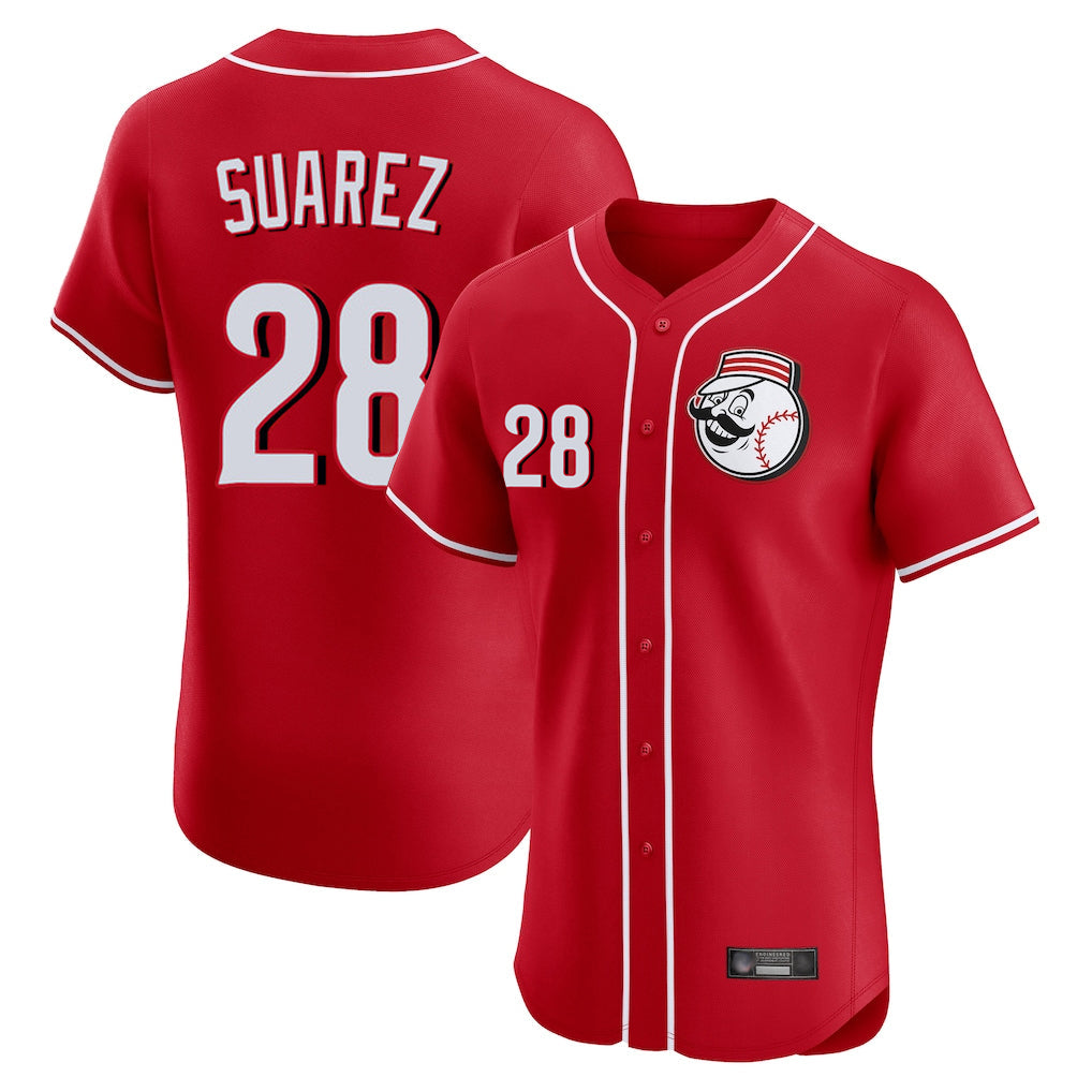Fenge C.Reds #28 Eugenio Su¡§¡érez Player Red Limited Elite Home Game Stitched Jerseys